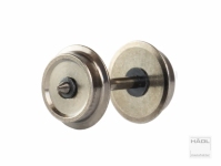 Hädl 915002 - TT - Radsatz 8,0 mm, Achse 18,5 mm, beidseitig isoliert für Spitzenlager, Messing vernickelt